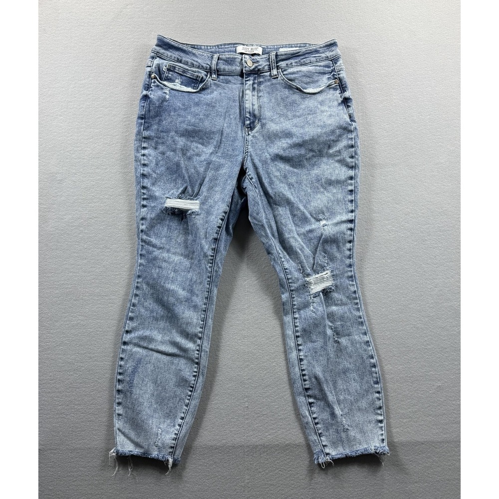 Judy‎ Blue Skinny Jeans Womens 18W Blue Light Wash Distressed Stretch 34x25